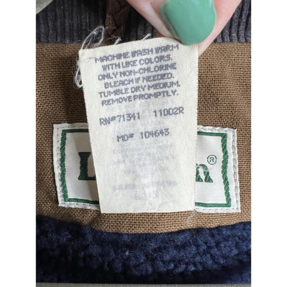 LL Bean Canvas Sherpa Lined Pockets Brown Coat Jacket Size Small Men’s Regular - Picture 9 of 14